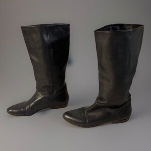 Nine West Limited Edition Women's Leather Boots Size 7M Square Toe Flat Heels